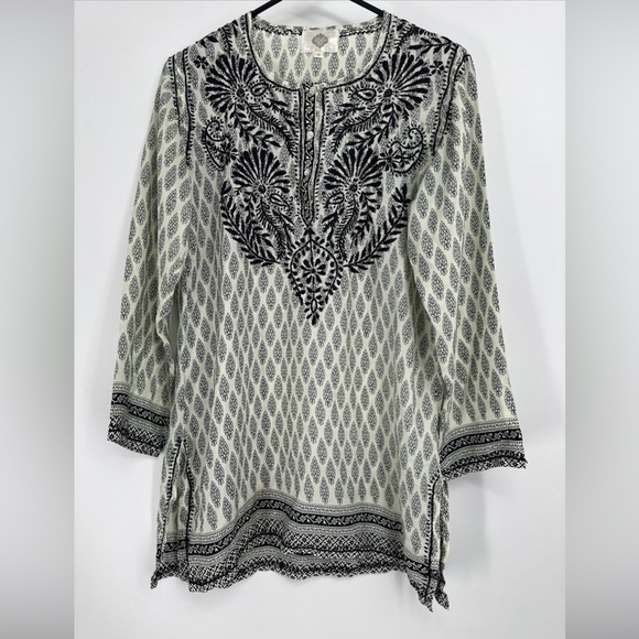 Catalog Classics Small Embroidered Silk Blend Tunic Top - Picture 1 of 6